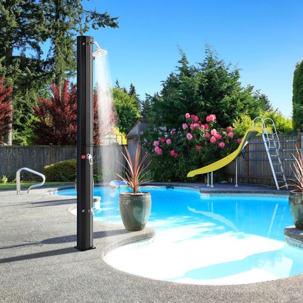 2.2M 35L Outdoor Solar Heated Shower with Free-Rotating Shower Head