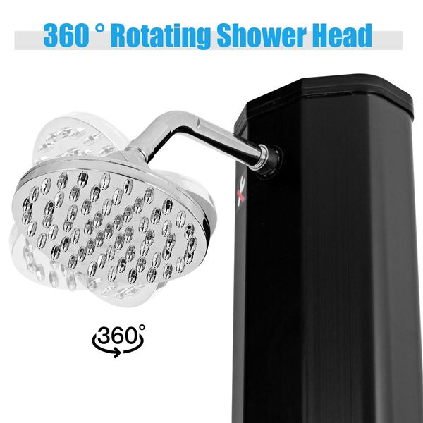 2.2M 35L Outdoor Solar Heated Shower with Free-Rotating Shower Head