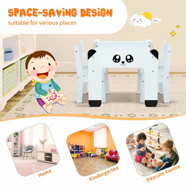 Kids Table and 2 Chairs Set Toddler Childrens Desk Furniture Baby Activity Centre Study Drawing Reading Wooden with Storage