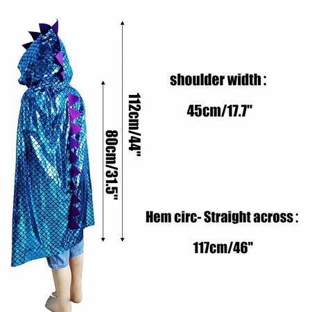 Dinosaur Cape Dragon Hooded Cloak Halloween Costume Boy Girl Toddler Dress Up Clothes 3-8 Years Old 110*90cm