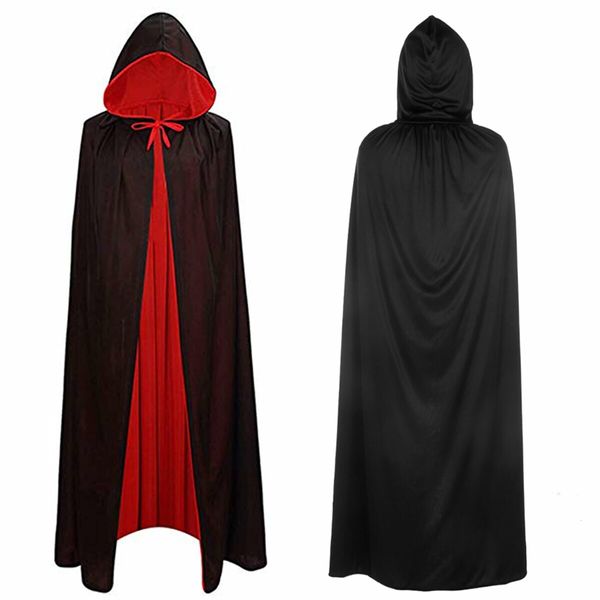 150CM Halloween Vampire Cloak Reversible Hooded Vampire Cape for Halloween KIDS Cosplay, Black and Red