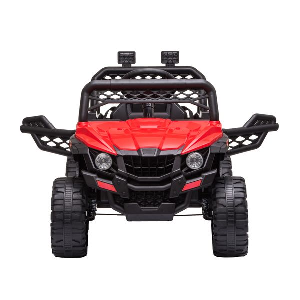 Kids Electric Car UTV Battery Remote Control Ride On Toy Vehicle Charging Off Road Racing Jeep 12V Red Lights Music Radio Rear Storage