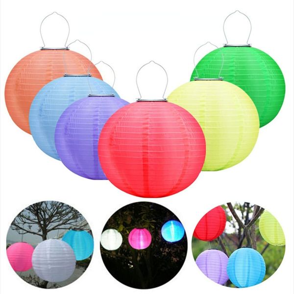 6 Pack 30cm Led Solar Cloth Asian Lantern Waterproof Spring Festival Hanging Lamp Outdoor Garden Solar Led Light Lantern