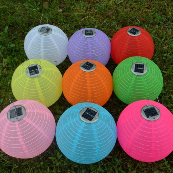 6 Pack 30cm Led Solar Cloth Asian Lantern Waterproof Spring Festival Hanging Lamp Outdoor Garden Solar Led Light Lantern