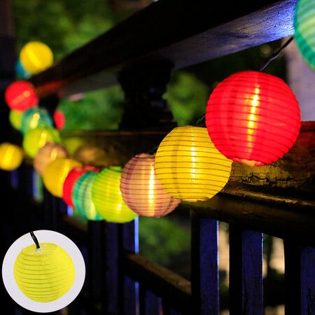 6.5m 30LED Lantern Nylon String Lights Solar String Lights Outdoor Waterproof Colorful Easter Birthday Wedding Bar Backyard Lawn Patio Party Decor