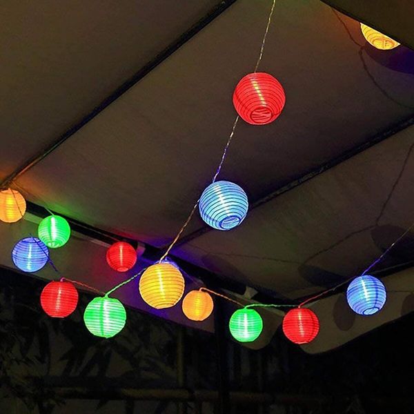 6.5m 30LED Lantern Nylon String Lights Solar String Lights Outdoor Waterproof Colorful Easter Birthday Wedding Bar Backyard Lawn Patio Party Decor