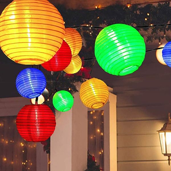 6.5m 30LED Lantern Nylon String Lights Solar String Lights Outdoor Waterproof Colorful Easter Birthday Wedding Bar Backyard Lawn Patio Party Decor