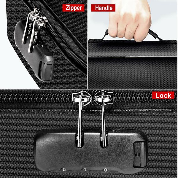 File Document Organizer Bags Fireproof Safe Lock,Multi-Layer Portable Filing Storage for Important Passport Certificates(Black)