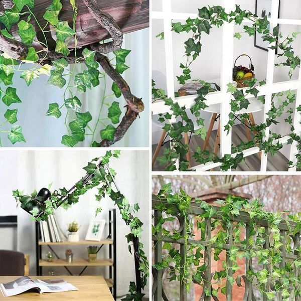 Ivy Fake Vines Artificial Ivy with 100 LED String Light Leaf Wall Faux Leaves Greenery Garland Hanging Plant Vine for Room Garden Office Wedding Wall Decor (12 Pack,86FT)