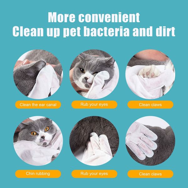 Pet No Rinse Pet Wipes, Rinse Free Shampoo Mittens for Dogs and Cats, Bath Wipes for Bathing and Washing Pets,Lather Wipe Dry 18PACK