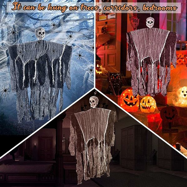 Halloween Hanging Grim Reapers Decorations, Halloween Skeleton Ghost Decorations, Indoor Outdoor Halloween Decorations for Haunted House Prop Decor