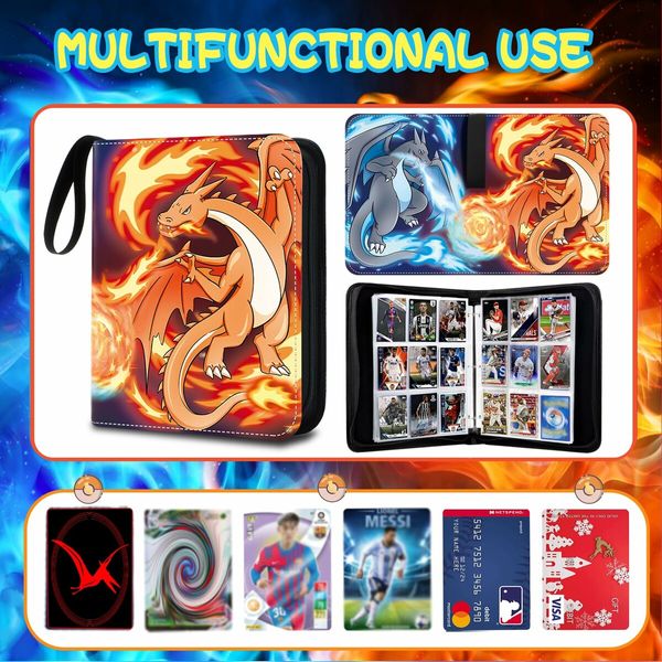 900 Cards  Binder PU HOLDER POKENMON With 50 Sleeves, 9-Pocket Card Book Holder for TCG Game Cards Collection, Sports Trading Cards Collector Album