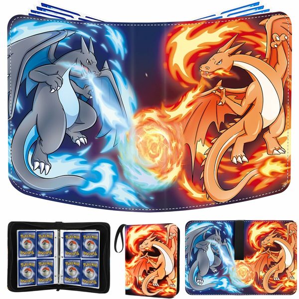 900 Cards  Binder PU HOLDER POKENMON With 50 Sleeves, 9-Pocket Card Book Holder for TCG Game Cards Collection, Sports Trading Cards Collector Album