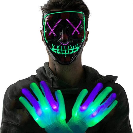 LED Gloves Light Up Gloves with Cool Party Halloween Christmas Birthday  Flashing Finger Led Gloves for Adult