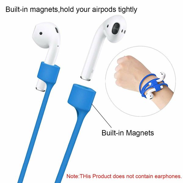 Magnetic Anti-Lost Straps for AirPods,Colorful Soft Silicone Sports Lanyard,Neck Rope Cord (4 Pack)