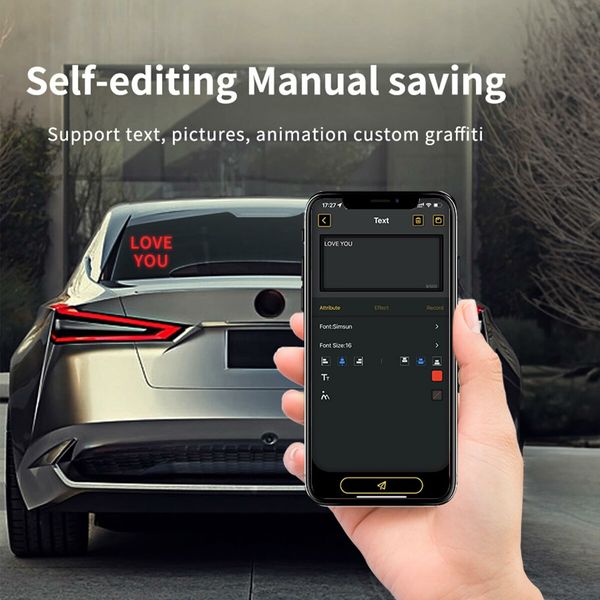 Car Rear Window LED Display,Pixel Display, 32X32 Pixel Screen,APP Control, Full-Color Emoticon Panel, DIY Emoticon Package, Advertising Screen Gift