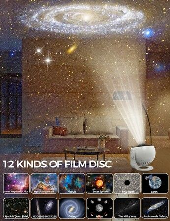 12 in 1 Galaxy Star Projector 360 Rotating Nebula Projector Lamp, Timed Starry Night Light Projector for Kids,Home Theater, Ceiling, Room Decoration