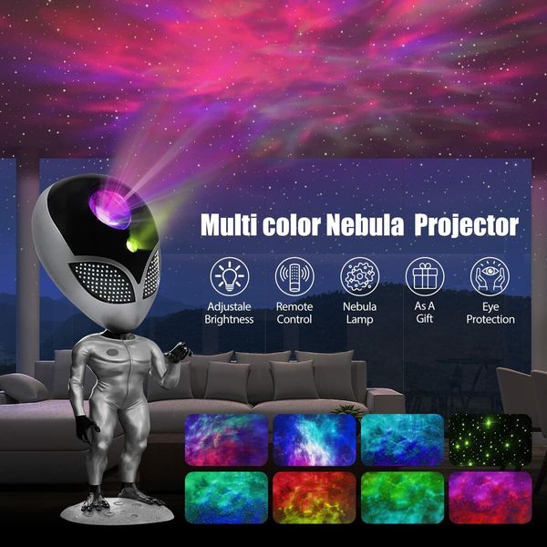 Talking Night Light Star Projector Galaxy Projector for Bedroom, Light Projector Aliens  8 Colors Sleep Light for Home Decor, Ceiling, Party