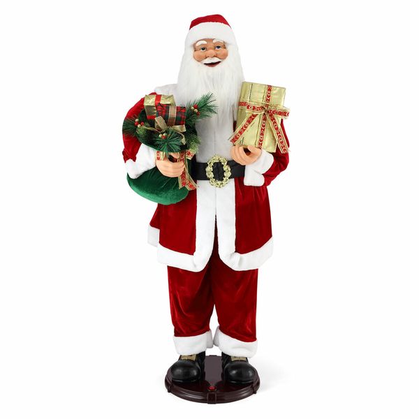 150cm Santa Claus Figure Christmas Decor Gift Eve Boxes Music Display Animated Rocking Dancing Singing Figurine House Office Doorway