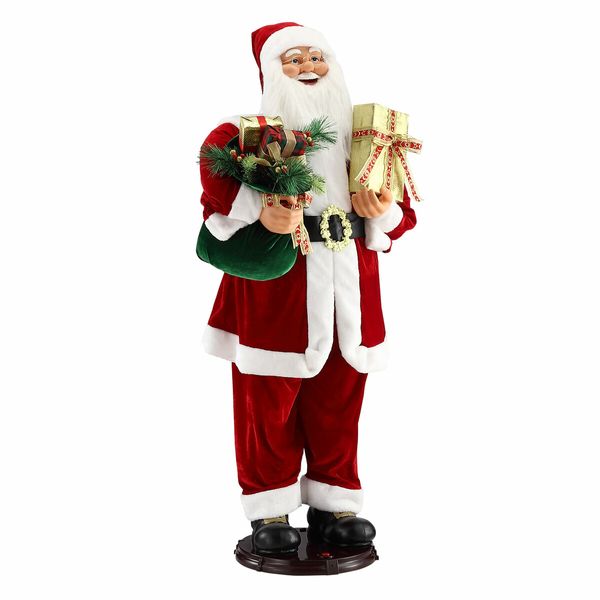 150cm Santa Claus Figure Christmas Decor Gift Eve Boxes Music Display Animated Rocking Dancing Singing Figurine House Office Doorway