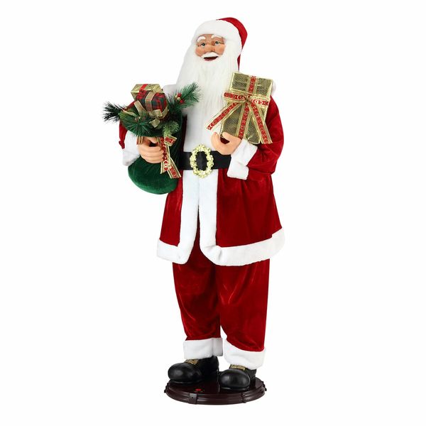 150cm Santa Claus Figure Christmas Decor Gift Eve Boxes Music Display Animated Rocking Dancing Singing Figurine House Office Doorway