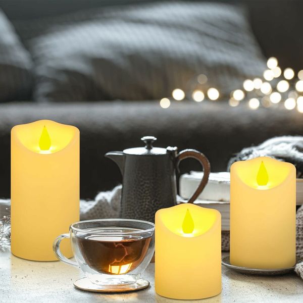 Flameless Candles, Waterproof Outdoor Battery Operated Candles , Plastic LED Candles 3 Pack Large Pillar Candles (Battery Not Included)