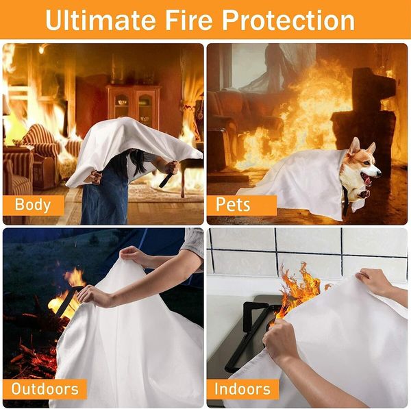 Fire Blankets Emergency for Kitchen Home,Prepared Emergency Fire Retardant Blanket for Home Fireproof Blanket for Camping,Grill,Car,Office,Warehouse,School,Picnic,Fireplace (2Pack)