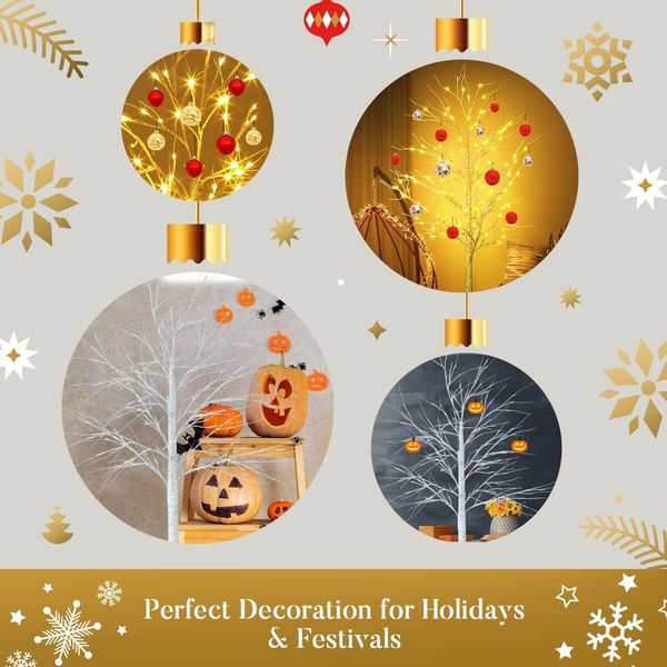 180cm LED Birch Tree Lights Christmas Decoration Fairy Twig Branch Table Lamp 156 LED Bulbs Xmas Outdoor Home Wedding Holiday Display Warm White