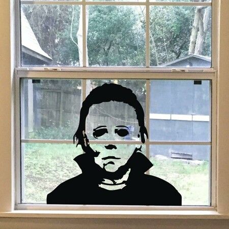 Halloween Holiday Decals Michael Myers Horror Living Room Sticker Funny Door Window Mirror Vinyl Art Decor 46 x42 cm