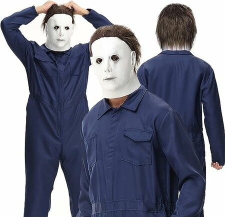Halloween Michael Myers Mask Adult, Latex Full Head Halloween Mask Scary Halloween Michael Myers Decor
