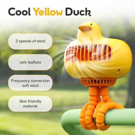 Blowing Duck Fan for Stroller, Flexible Tripod Clip-on Fan, USB Three-Gear Wind Multi-Function Bracket Fan Suitable for Car Seat Crib Bicycle Treadmill