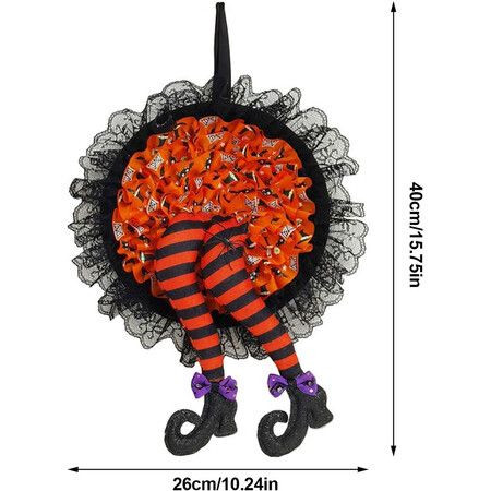 Halloween Witch Legs for Wreath,Witch Halloween Wreath with Legs, Door Wreath Ornament