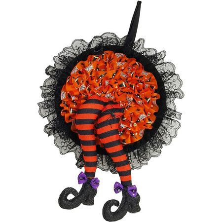 Halloween Witch Legs for Wreath,Witch Halloween Wreath with Legs, Door Wreath Ornament