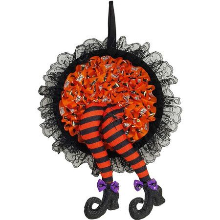 Halloween Witch Legs for Wreath,Witch Halloween Wreath with Legs, Door Wreath Ornament