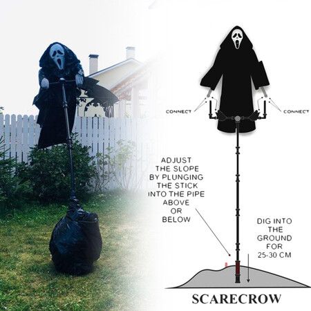 Halloween Decoration Scarecrow Ghostface, Flying Ghostface Scream Scarecrow Swinging (Mask + Clothing)