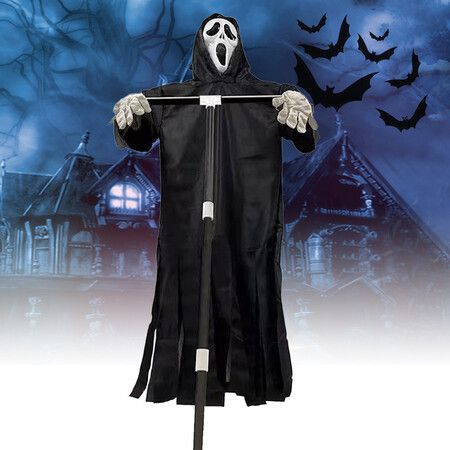 Halloween Decoration Scarecrow Ghostface, Flying Ghostface Scream Scarecrow Swinging (Mask + Clothing)