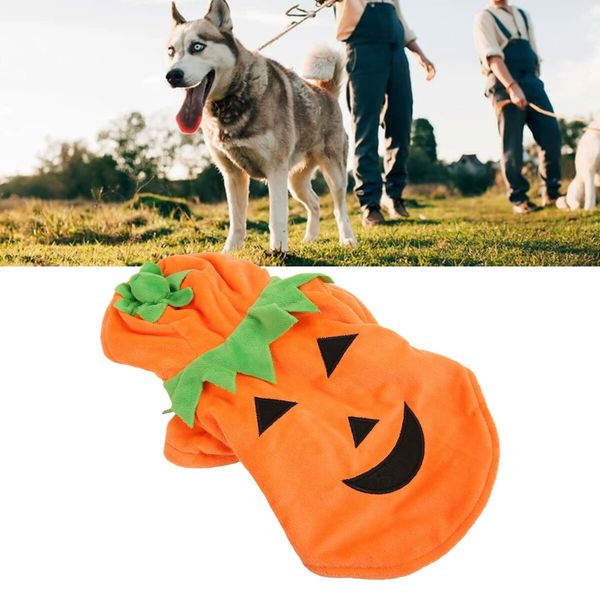 Dog Cat Halloween Pumpkin Costume,Pet Cosplay Costumes,Puppy Warm Outfits Fleece Hoodie Animal Autumn Winter Clothes (L Size)