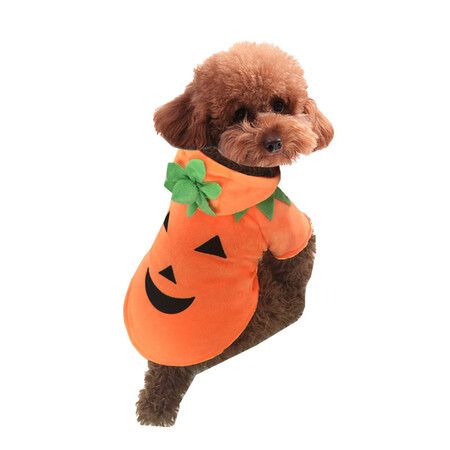 Dog Cat Halloween Pumpkin Costume,Pet Cosplay Costumes,Puppy Warm Outfits Fleece Hoodie Animal Autumn Winter Clothes (L Size)