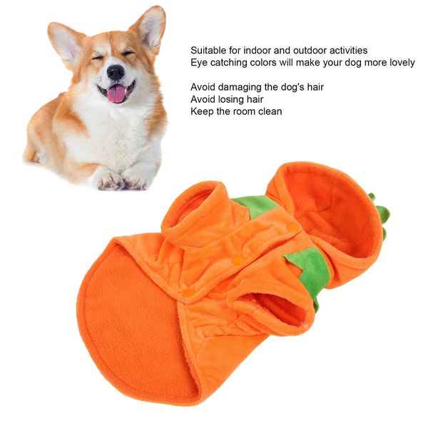 Dog Cat Halloween Pumpkin Costume,Pet Cosplay Costumes,Puppy Warm Outfits Fleece Hoodie Animal Autumn Winter Clothes (L Size)