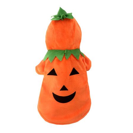 Dog Cat Halloween Pumpkin Costume,Pet Cosplay Costumes,Puppy Warm Outfits Fleece Hoodie Animal Autumn Winter Clothes (S Size)