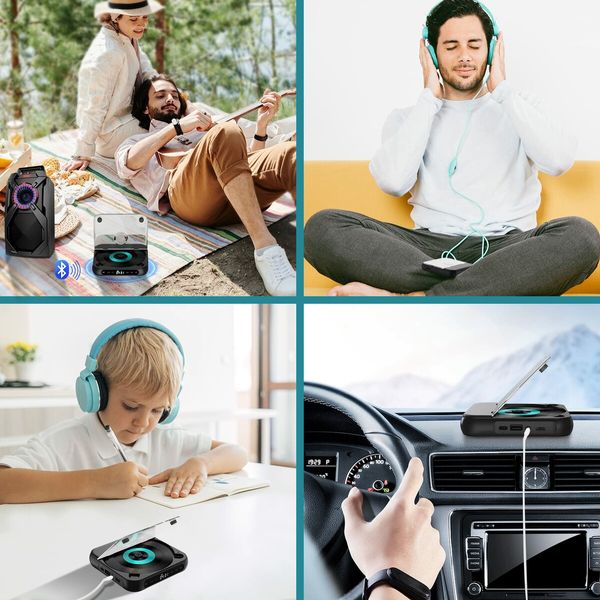 Portable CD Player Personal CD Players with Bluetooth for Car,Rechargeable Small CD Player with Headphones,LCD Touch Screen & Anti-Skip/Shockproof (Black)