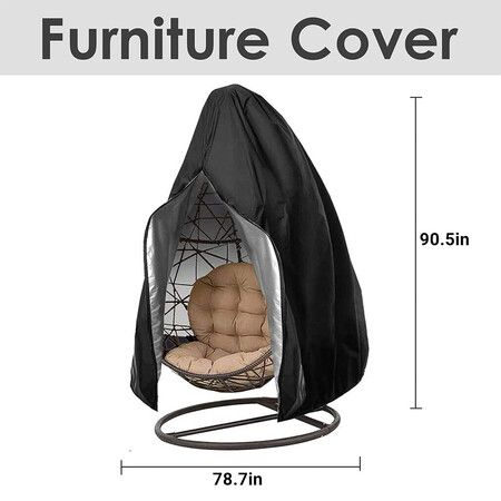 Egg Chair Cover, Large Outdoor Garden Patio Hanging Chair Cover 230x200cm, Waterproof 210D Oxford Fabric Hanging Swing Seat Cover