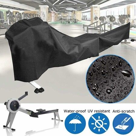 Rowing machine cover polyester fibers robust dust protection weather protection waterproof 285 x 51 x 89 cm black