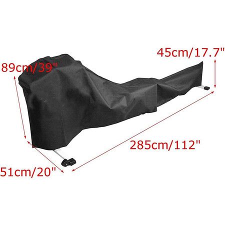 Rowing machine cover polyester fibers robust dust protection weather protection waterproof 285 x 51 x 89 cm black