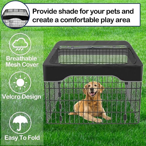 Dog Pen Cover Pet Playpen Cover, Dog Sun Proof Top Cover Fits All Pet Pen 36 Inch 4 Panels (Playpen Not Include)