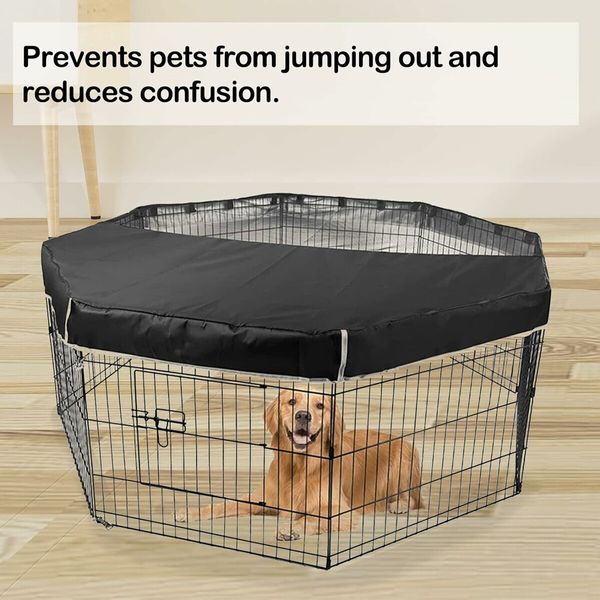 Dog Pen Cover Pet Playpen Cover, Dog Sun Proof Top Cover Pet Pen Mesh Top Cover Fits All Pet Pen 24Inch 8 Panels (Playpen Not Include)