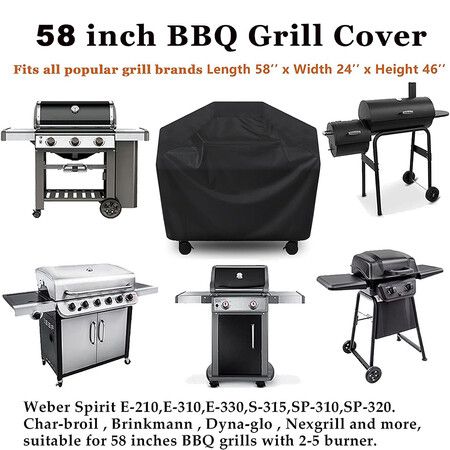 Grill Cover, BBQ Cover 58 inch,Waterproof BBQ Grill Cover Fits Grills of Weber,Brinkmann,Char-Broil etc 58 x 24 x48 Inch