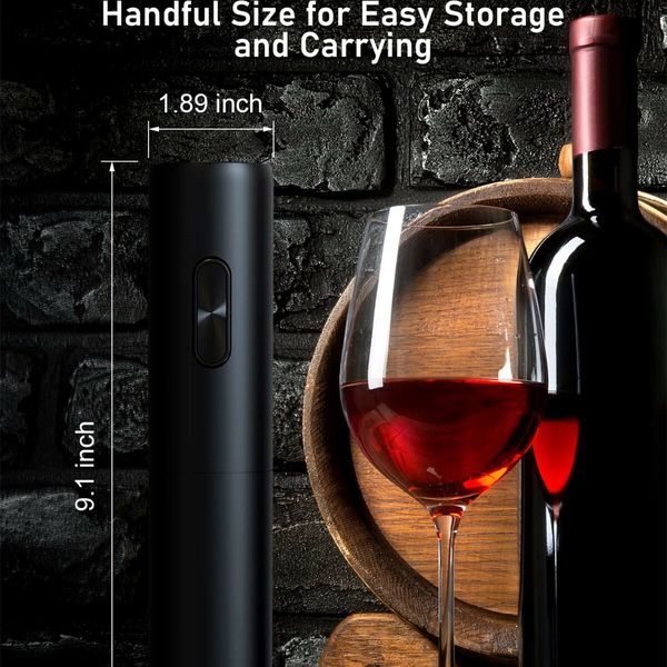 Electric Wine Opener Battery Operated Bottle Openers Reusable Wine Corkscrew for Kitchen Home Bar Restaurant - Black