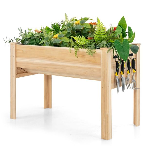 80.5 cm High Elevated Wood Planter Box for Patio, Backyard, Balcony