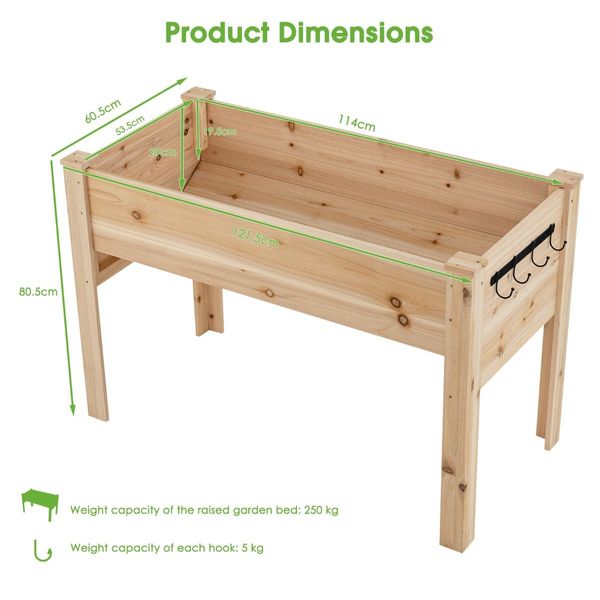 80.5 cm High Elevated Wood Planter Box for Patio, Backyard, Balcony